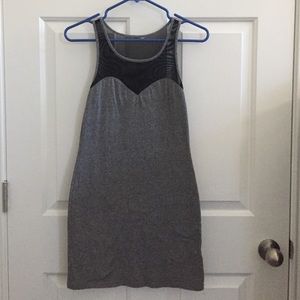 Cotton dress with mesh neckline