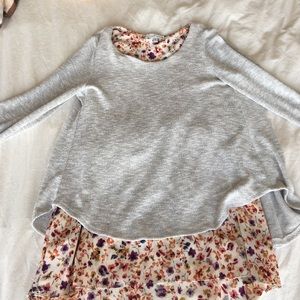 Light grey Moa Moa sweater with floral peekaboo