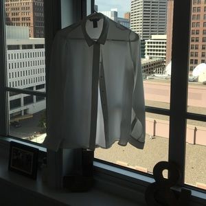 White button down polyester shirt