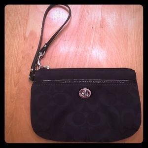 Black Coach fabric wristlet