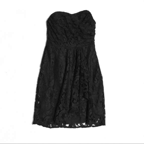 Aryn K Black Lace Strapless Cocktail Dress
