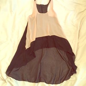 Extreme high low hem color block halter top