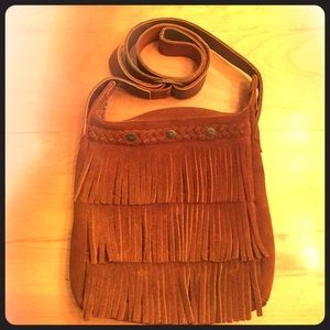 Chestnut suede Boho Fringe purse