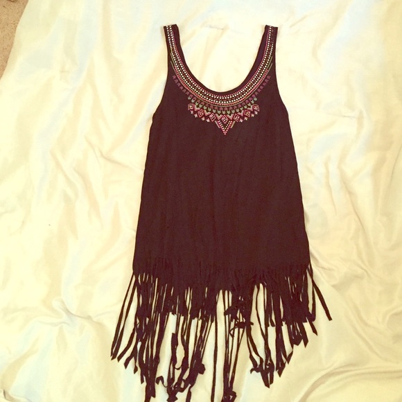 Tribal detail Extra-long tank top