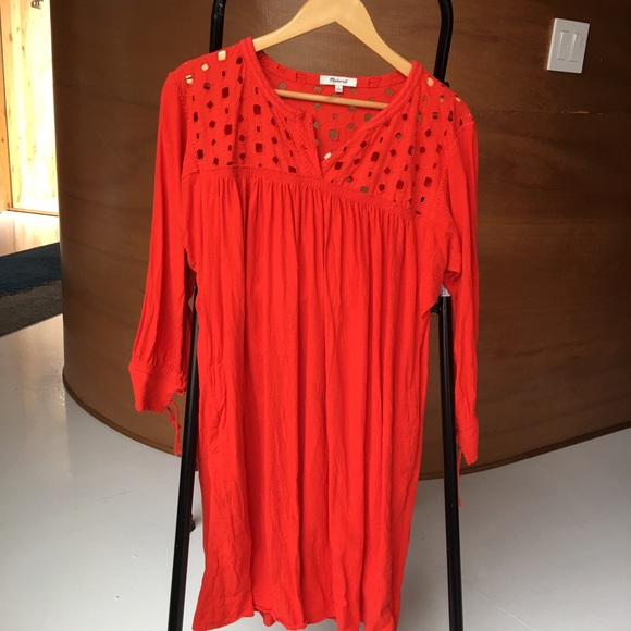 Madewell Eyelet Dress in coral! Worn once!