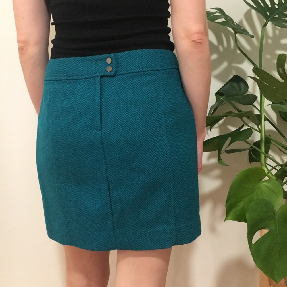 Teal wool mini skirt