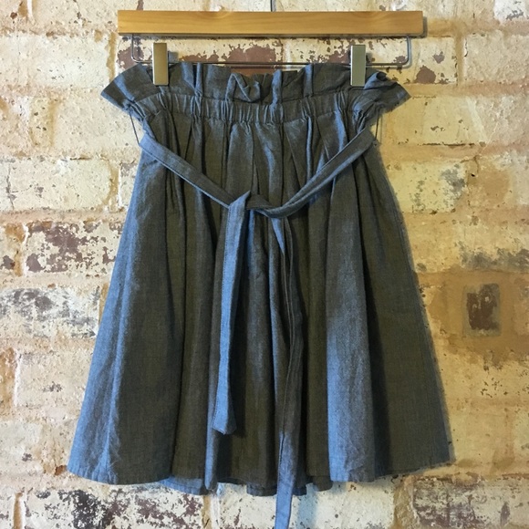 Chambray tie front skirt