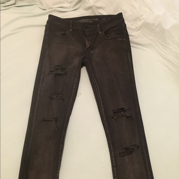 AE distressed black jeggings