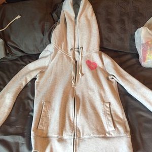 heather white PINK brand zip up jacket