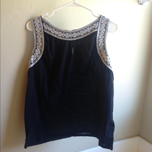 Black sheer embroidered blouse