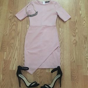 Dusty Rose Asymmetrical Mini Dress- Misguided