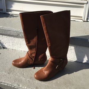 Caramel colored knee high boots
