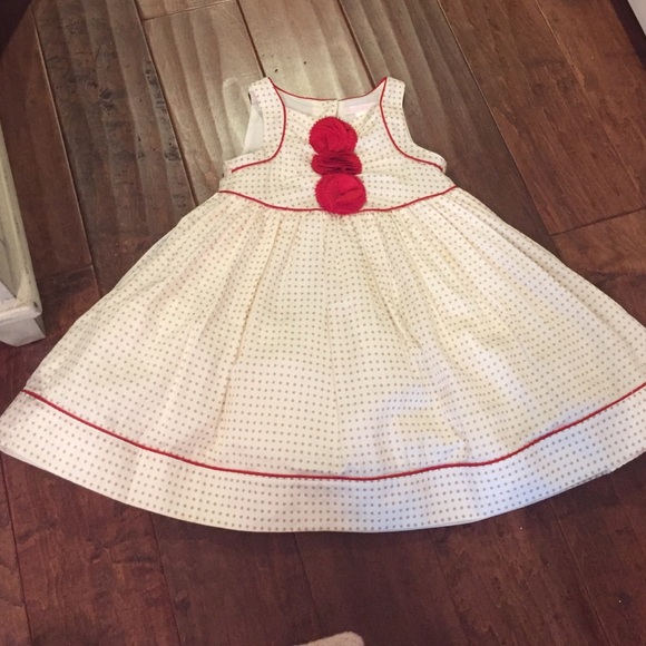 Cream and red puffy dress