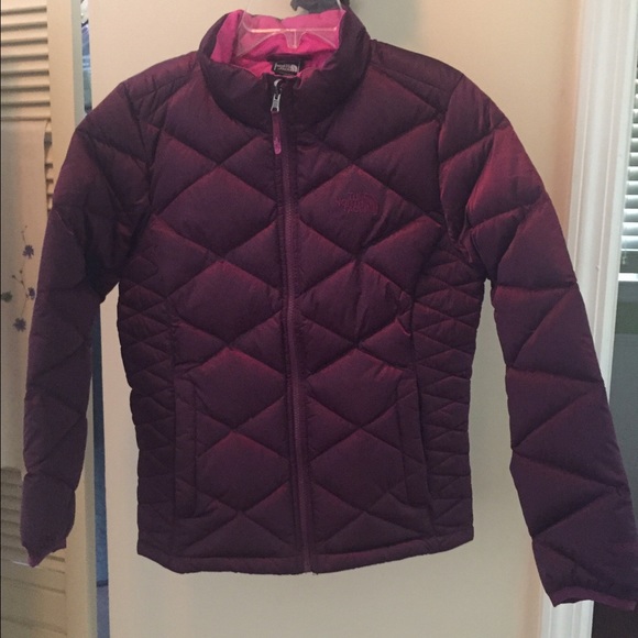 North Face coat girls large 14/16 purple and pink