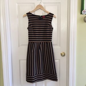 Merona Black & Camel Stripe A-Line Dress