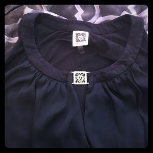 Anne Klein black cross blouse