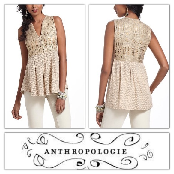 ANTHROPOLIGIE TINY GOLD CROCHET TOP