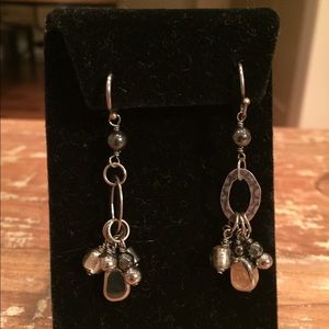 Silpada onyx and hammered sterling silver earrings