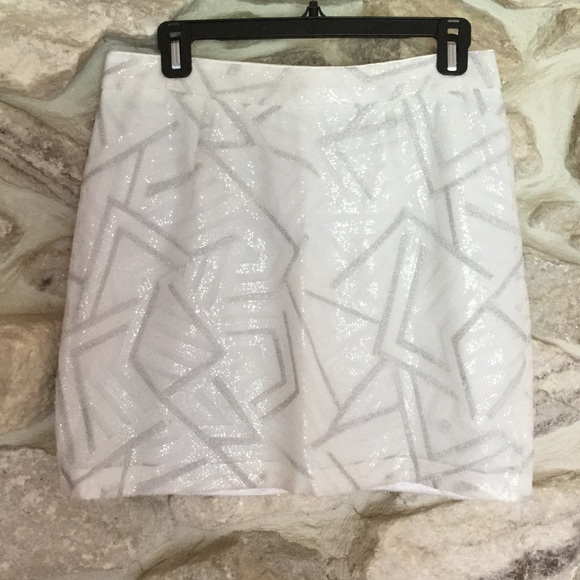 Piperlime White & Silver Sequin Skirt