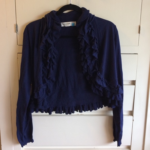 Anthropologie Sparrow navy blue ruffle cardigan M