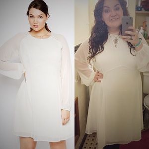 ASOS Curve Cream long-sleeve dress