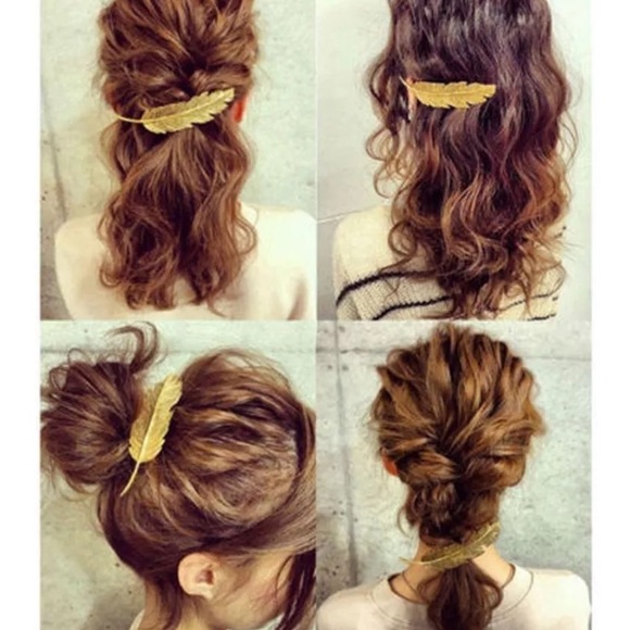 Anthropologie Accessories - 💕new💕gold plated hair clip feather Bohemian pin