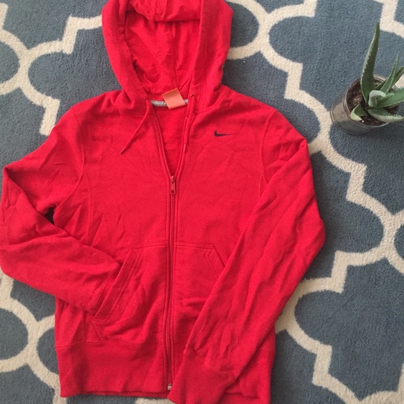 Red Nike zip-up hoodie