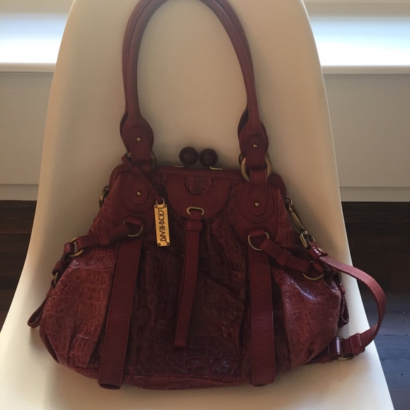 Lockheart cranberry leather purse