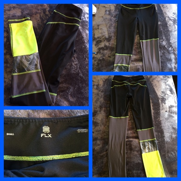FLX Pants - Like New FLX Black, Gray, Neon Yellow Leggings.