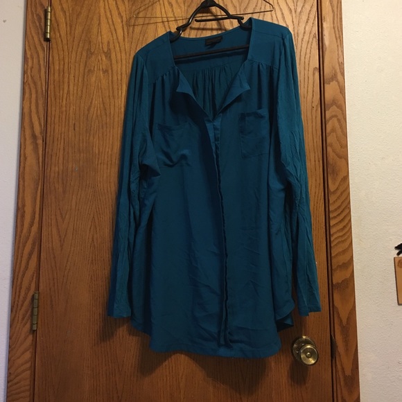 Tealish Blouse, v-neck, with pockets