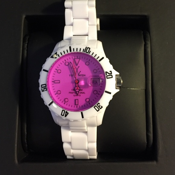 White and purple toy watch