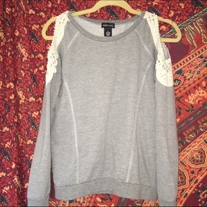 Gray Cold Shoulder Crew Neck