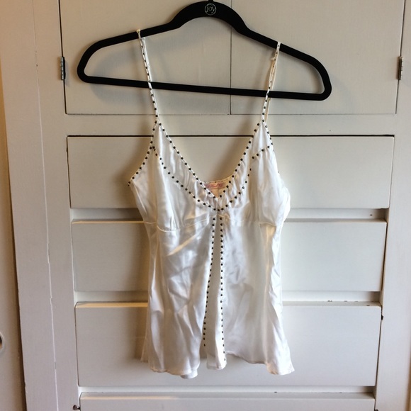 Gold Hawk white silk studded cami size medium
