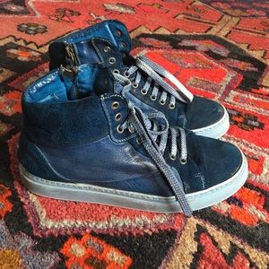 Italian blue suede and leather high tops.