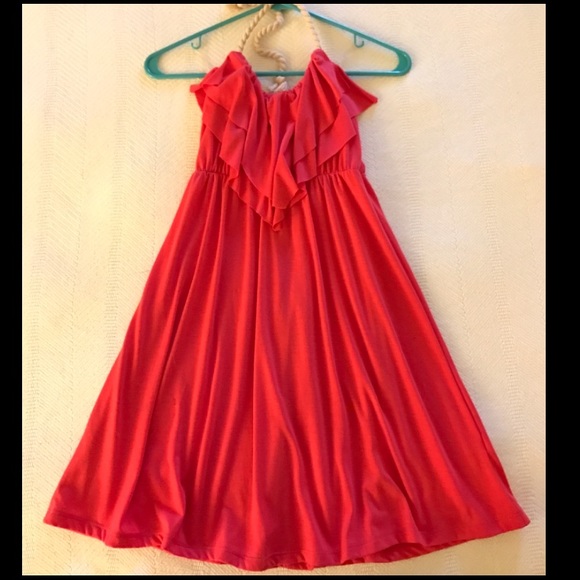Coral/pink rope halter dress