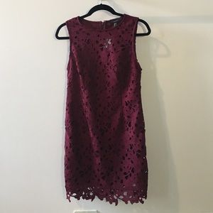 maroon floral crochet minidress