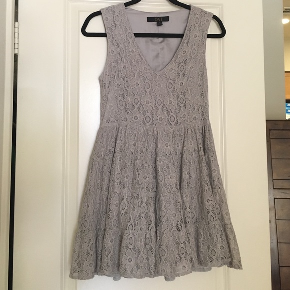 Lace baby doll dress in pretty gray!