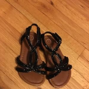 Adorable black beaded sandals.