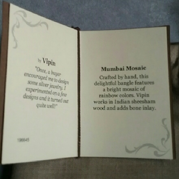 Wooden inlaid stone bangle bracelet - Picture 3 of 3