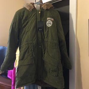 Z & I green hooded army jacket