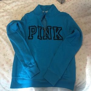 Blue half zip Victoria's Secret pink