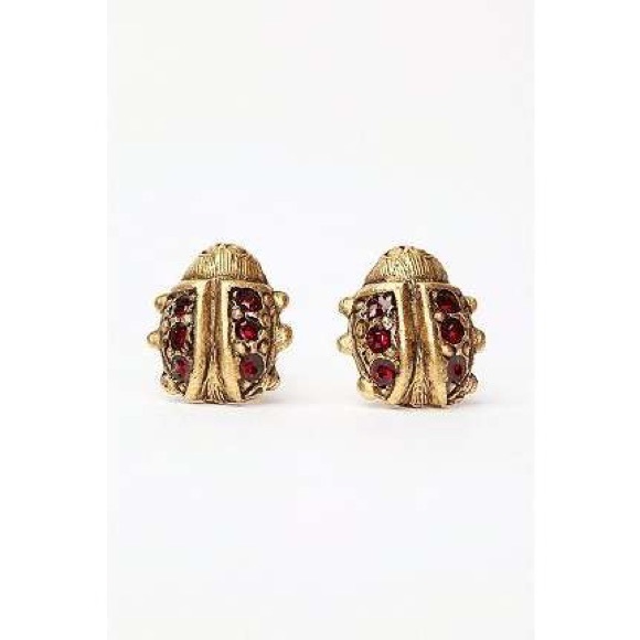 Pave Lady Bug Earrings