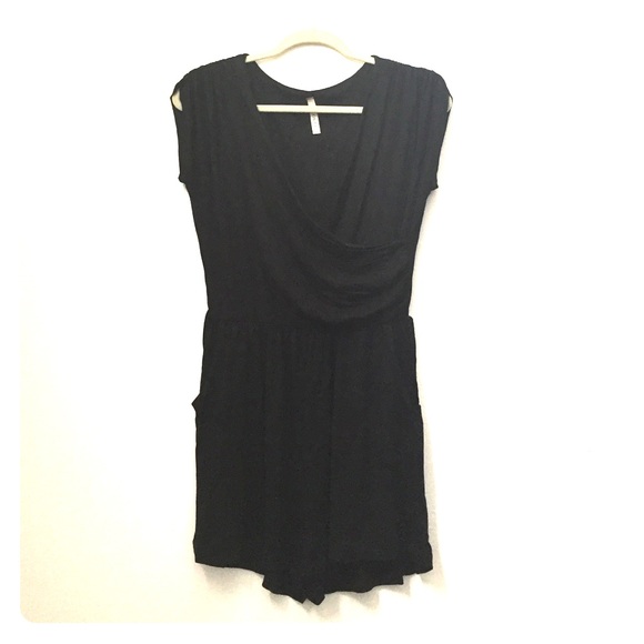 Ruched Black Romper