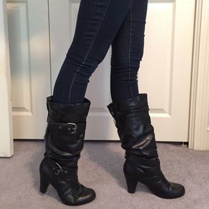 Tall buckle boots
