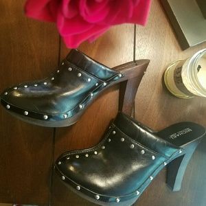 Michael Kors Black Leather Split Toe Studded Clog