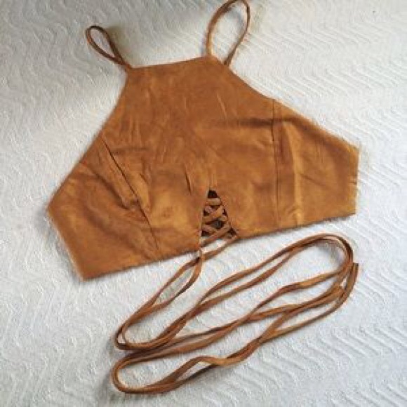 Tan Crop Tops - Picture 4 of 5
