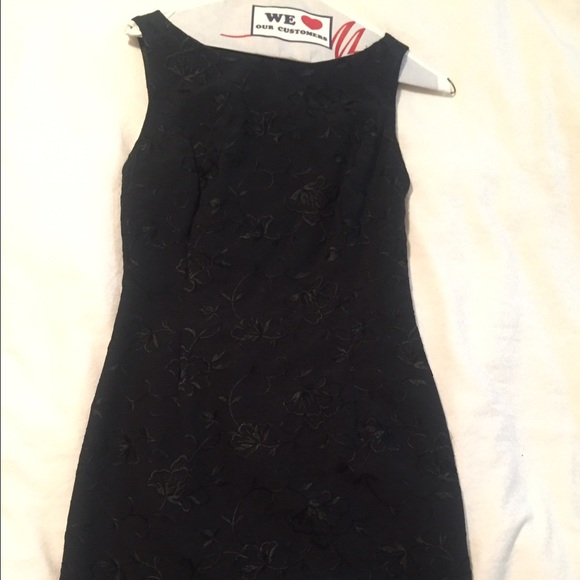 ABS black floral embroidered dress size 2