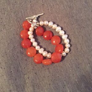 Orange and white bracelet