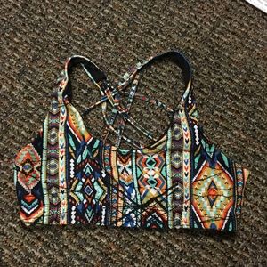 Tribal print strappy sports bra | Mossimo