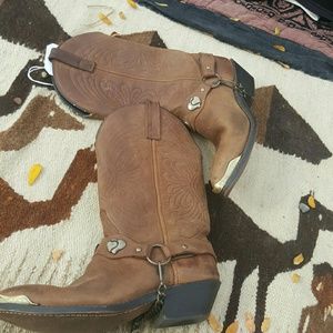 Brown leather cowboy boots size 6
